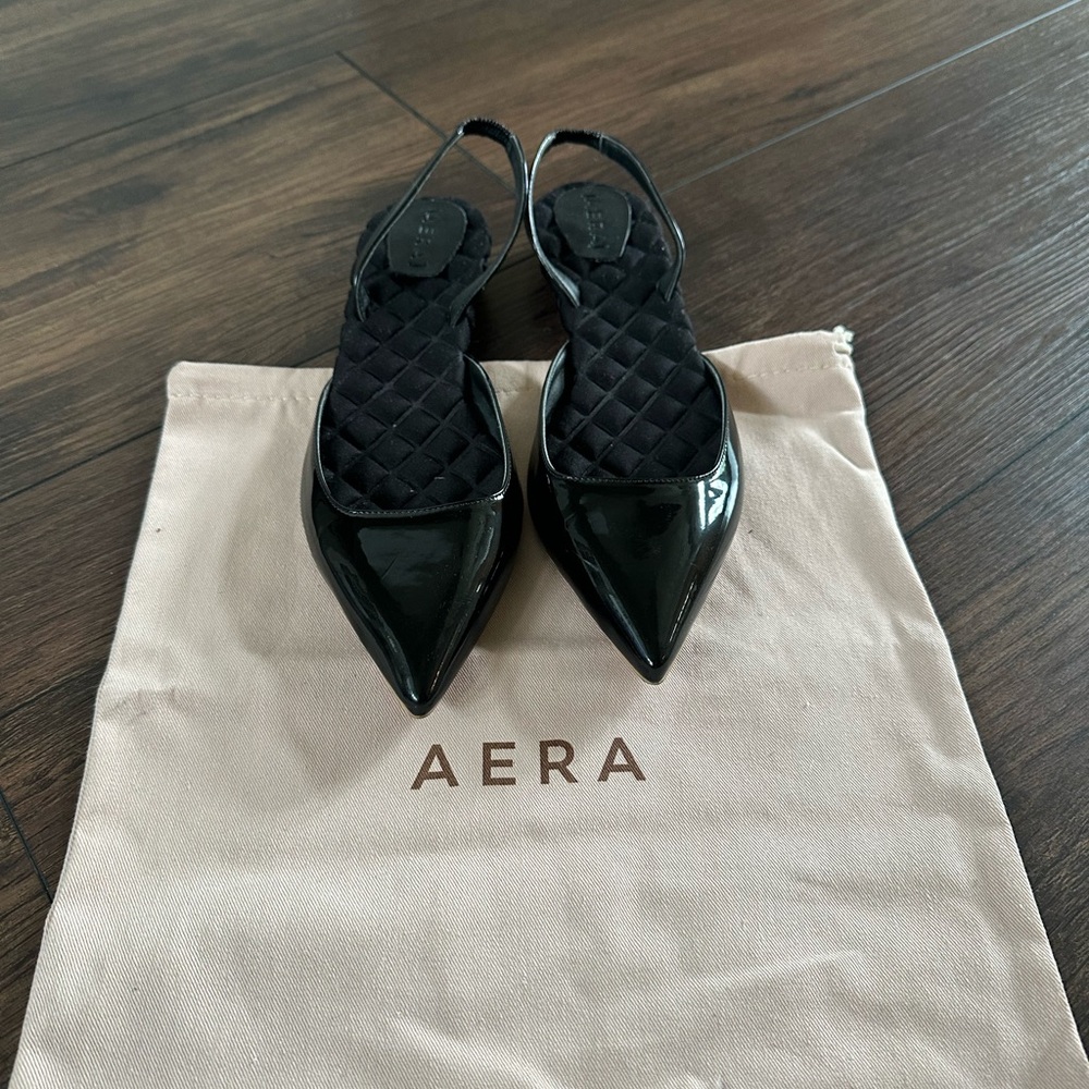 Aera Vegan Black patent Jackie Flat Size 8US